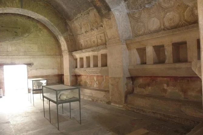 Arched niches inside the ancient baths of Pompeii